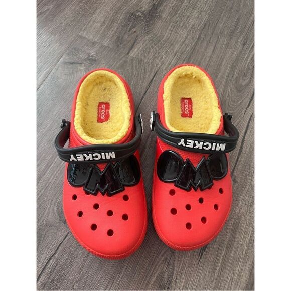 Crocs Unisex-Child Classic Lined Disney Clogs,Mickey and Minnie Mouse Shoes sz 4 - Picture 1 of 4